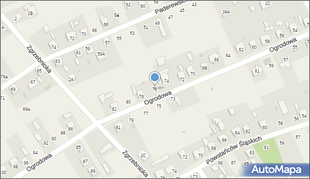 Gierałtowice, Ogrodowa, 76, mapa Gierałtowice