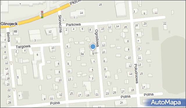 Glinojeck, Ogrodowa, 9, mapa Glinojeck