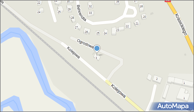 Gniew, Ogrodowa, 3, mapa Gniew