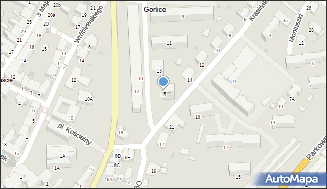 Gorlice, Ogrodowa, 15, mapa Gorlic