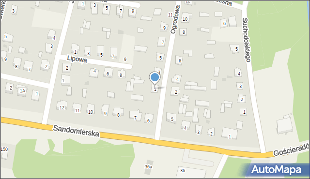 Gościeradów-Folwark, Ogrodowa, 1, mapa Gościeradów-Folwark