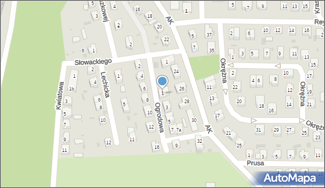 Gryfino, Ogrodowa, 1, mapa Gryfino