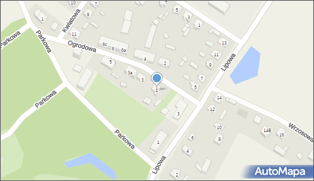 Grzymiszew, Ogrodowa, 1, mapa Grzymiszew