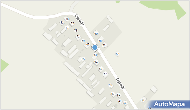 Hucisko, Ogrody, 63, mapa Hucisko