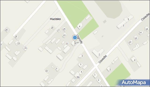 Hucisko, Ogrody, 9, mapa Hucisko