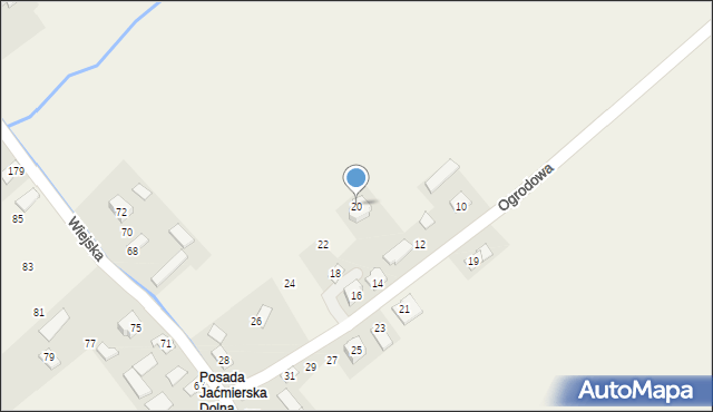 Jaćmierz, Ogrodowa, 20, mapa Jaćmierz