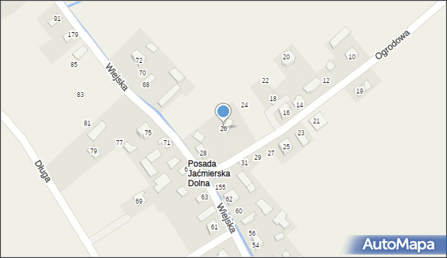 Jaćmierz, Ogrodowa, 26, mapa Jaćmierz
