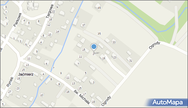 Jaćmierz, Ogrody, 17, mapa Jaćmierz