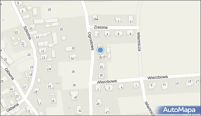Jaczów, Ogrodowa, 31, mapa Jaczów