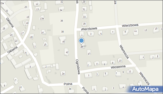 Jaczów, Ogrodowa, 45, mapa Jaczów