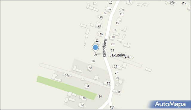 Jakubów, Ogrodowa, 26, mapa Jakubów