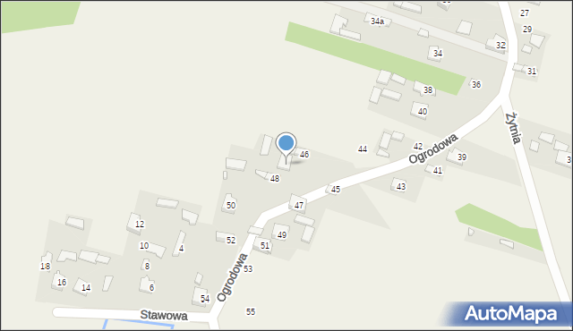 Jakubów, Ogrodowa, 46a, mapa Jakubów