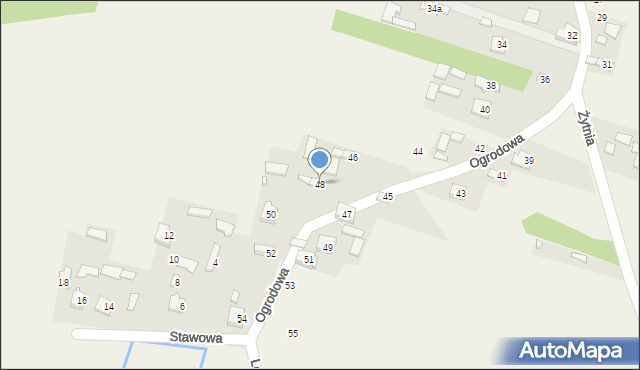 Jakubów, Ogrodowa, 48, mapa Jakubów