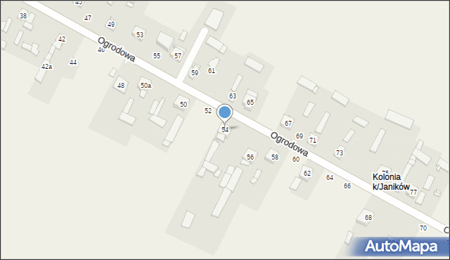 Janików, Ogrodowa, 54, mapa Janików