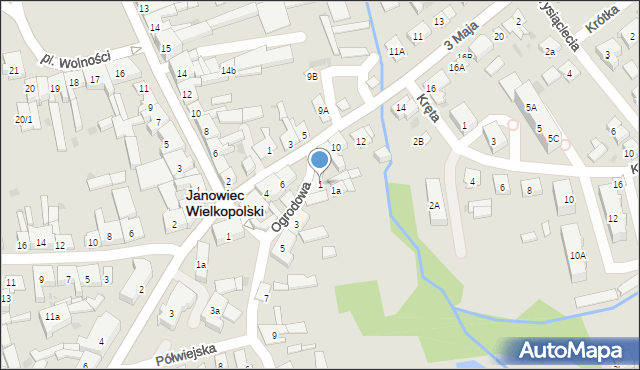 Janowiec Wielkopolski, Ogrodowa, 1, mapa Janowiec Wielkopolski