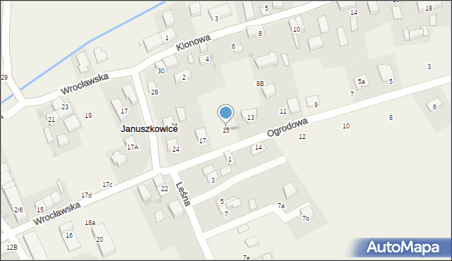 Januszkowice, Ogrodowa, 15, mapa Januszkowice