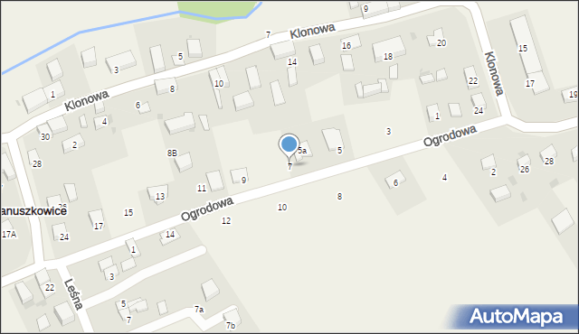 Januszkowice, Ogrodowa, 7, mapa Januszkowice