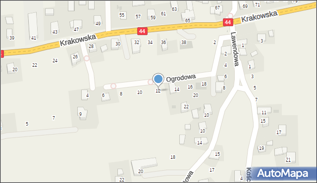 Jaśkowice, Ogrodowa, 12, mapa Jaśkowice