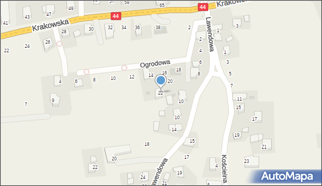 Jaśkowice, Ogrodowa, 22, mapa Jaśkowice