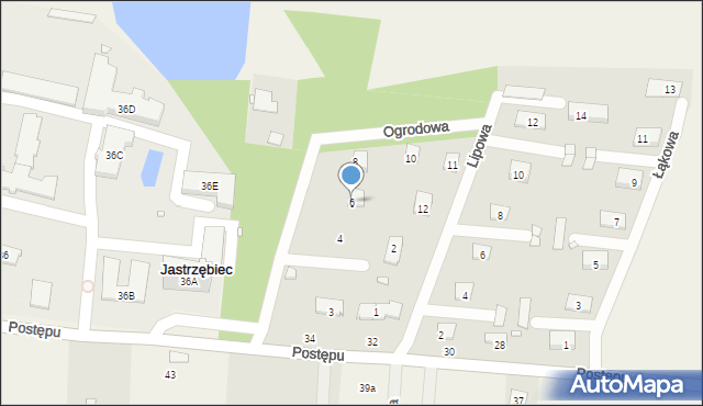 Jastrzębiec, Ogrodowa, 6, mapa Jastrzębiec