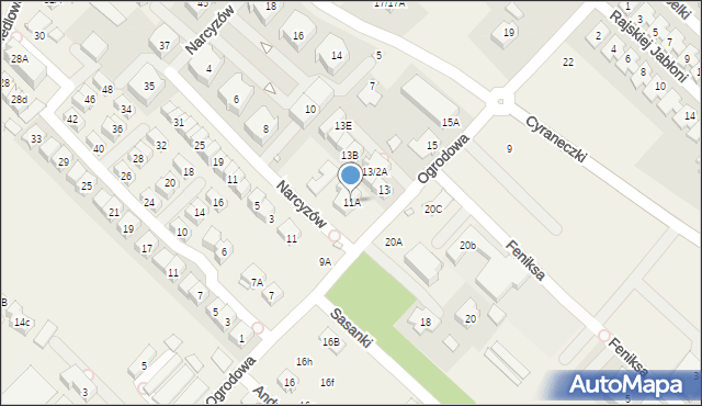 Józefosław, Ogrodowa, 11A, mapa Józefosław