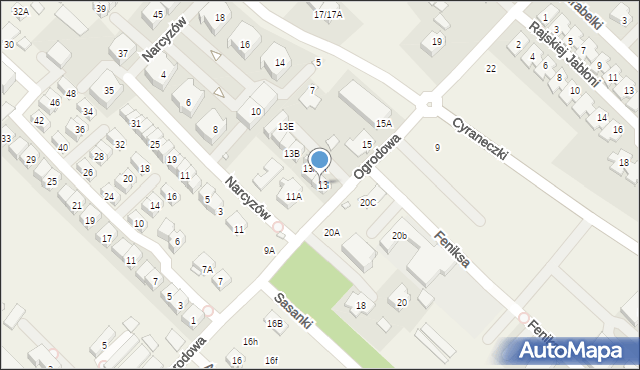 Józefosław, Ogrodowa, 13/1A, mapa Józefosław