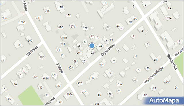 Józefów, Ogrodowa, 22, mapa Józefów