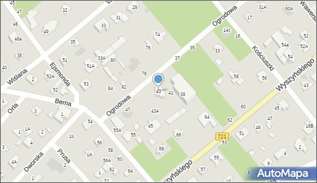 Józefów, Ogrodowa, 43, mapa Józefów