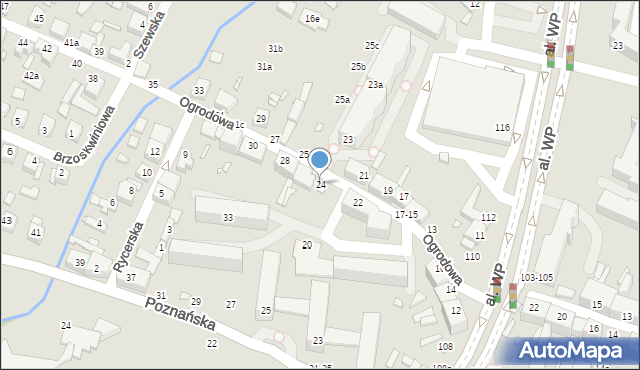 Kalisz, Ogrodowa, 24, mapa Kalisza