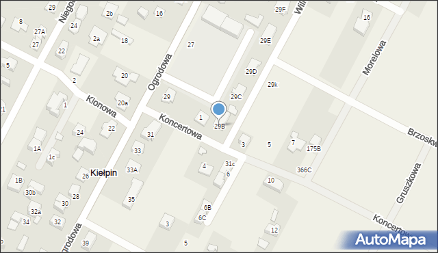 Kiełpin, Ogrodowa, 29B, mapa Kiełpin
