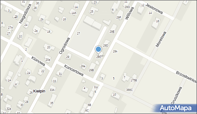 Kiełpin, Ogrodowa, 29C, mapa Kiełpin