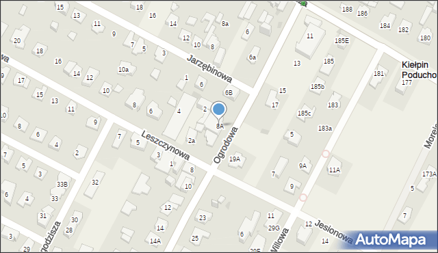 Kiełpin, Ogrodowa, 8A, mapa Kiełpin