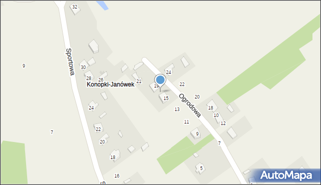 Konopki, Ogrodowa, 17, mapa Konopki