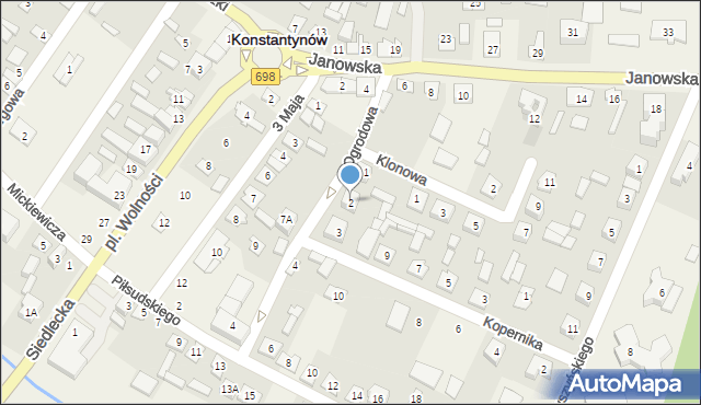 Konstantynów, Ogrodowa, 2, mapa Konstantynów