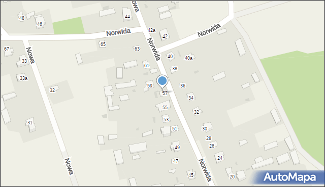 Korczew, Ogrodowa, 57, mapa Korczew