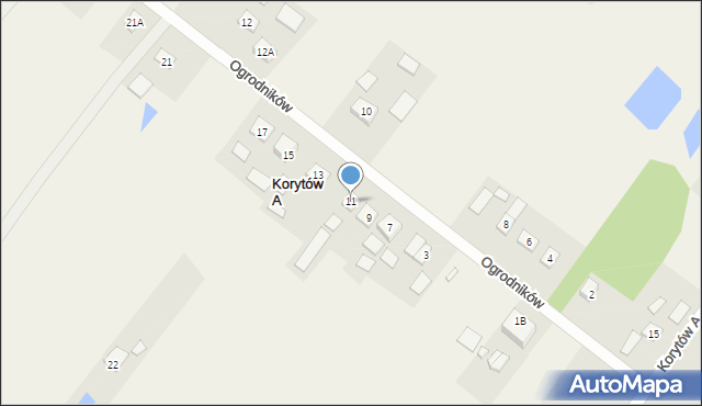 Korytów A, Ogrodników, 11, mapa Korytów A