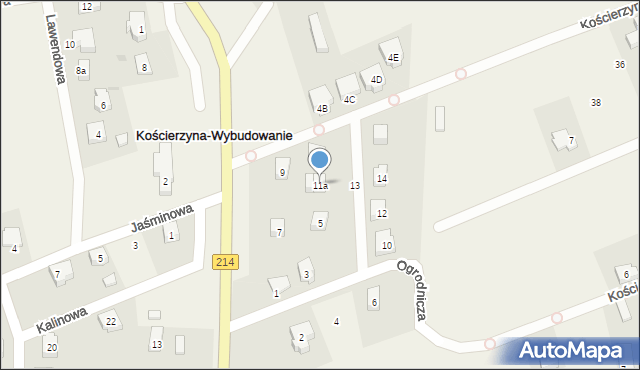 Kościerzyna-Wybudowanie, Ogrodnicza, 11a, mapa Kościerzyna-Wybudowanie