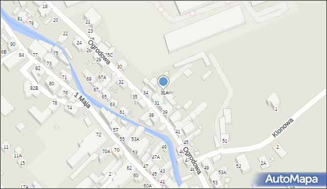 Kowary, Ogrodowa, 37A, mapa Kowary
