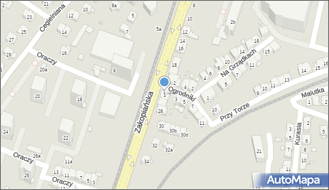 Kraków, Ogrodniki, 1, mapa Krakowa