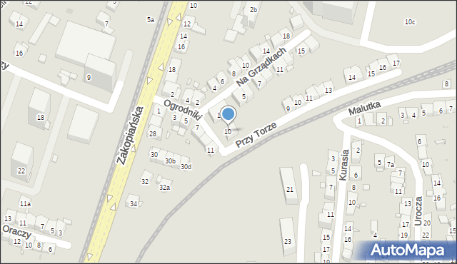 Kraków, Ogrodniki, 10, mapa Krakowa