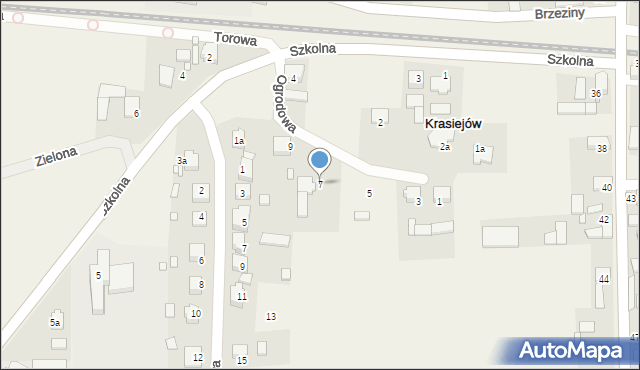 Krasiejów, Ogrodowa, 7, mapa Krasiejów