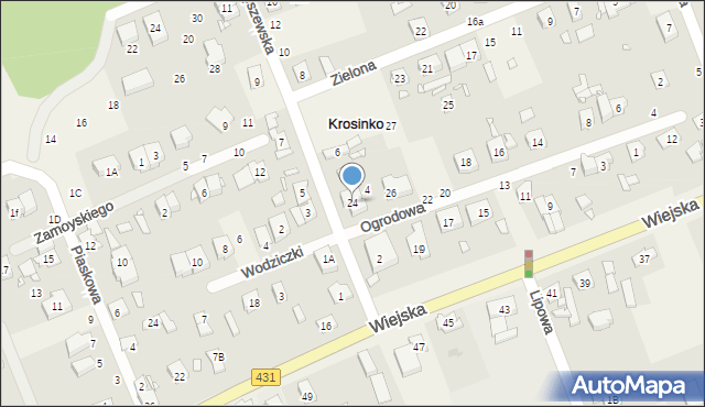 Krosinko, Ogrodowa, 24, mapa Krosinko
