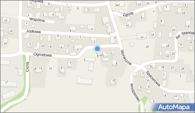 Krzęcin, Ogrodowa, 3, mapa Krzęcin