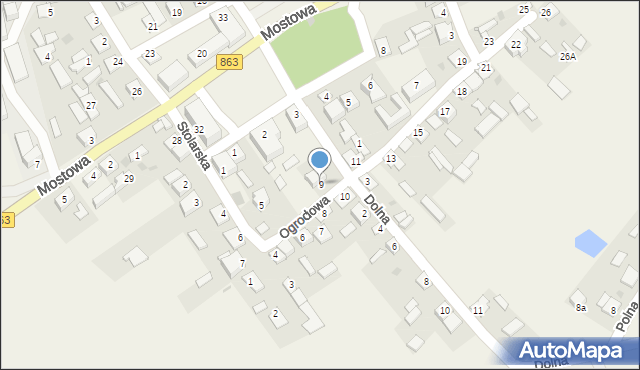 Krzeszów, Ogrodowa, 9, mapa Krzeszów