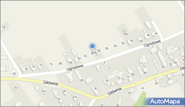 Krzyżanowice, Ogrodowa, 60, mapa Krzyżanowice