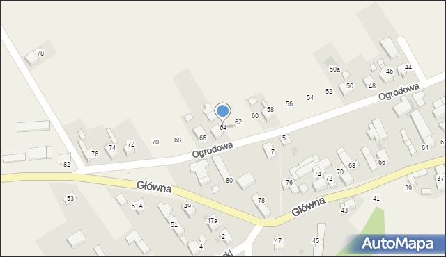 Krzyżanowice, Ogrodowa, 64, mapa Krzyżanowice