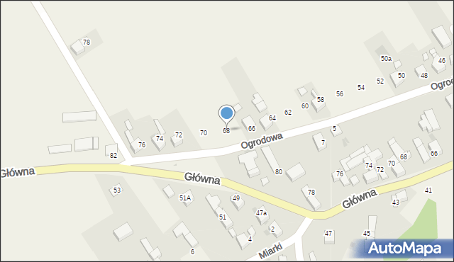 Krzyżanowice, Ogrodowa, 68, mapa Krzyżanowice