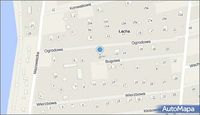 Łacha, Ogrodowa, 10, mapa Łacha