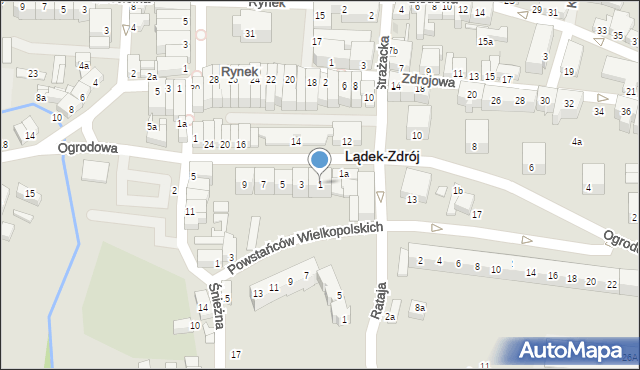 Lądek-Zdrój, Ogrodowa, 1, mapa Lądek-Zdrój