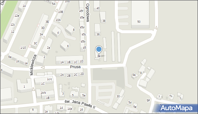 Łaziska Górne, Ogrodowa, 34, mapa Łaziska Górne